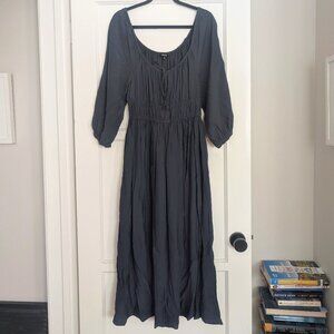 Madewell Maxi Dress with long puff sleeves - Blue Medium